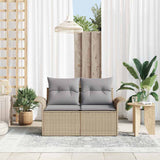 Garden Sofa with Cushion Beige 141 x 62 x 69cm Poly Rattan