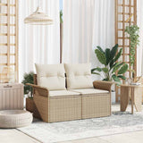 Garden Sofa with Cushion Beige 141 x 62 x 69cm Poly Rattan
