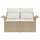 Garden Sofa with Cushion Beige 141 x 62 x 69cm Poly Rattan