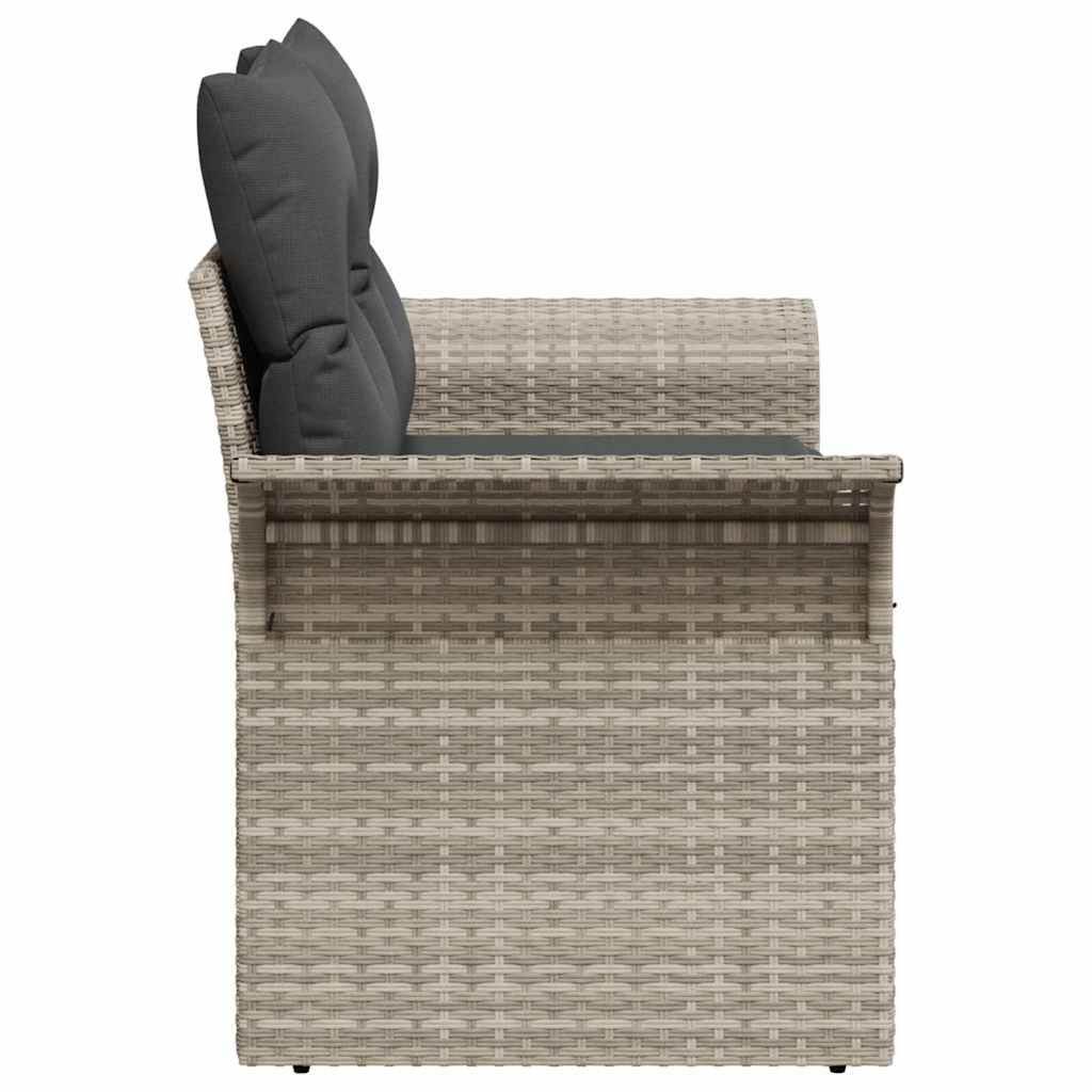 Garden Sofa with Cushion Light Grey 141 x 62 x 69cm Poly Rattan
