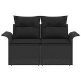 Garden Sofa with Cushion Black 141 x 62 x 69cm Poly Rattan
