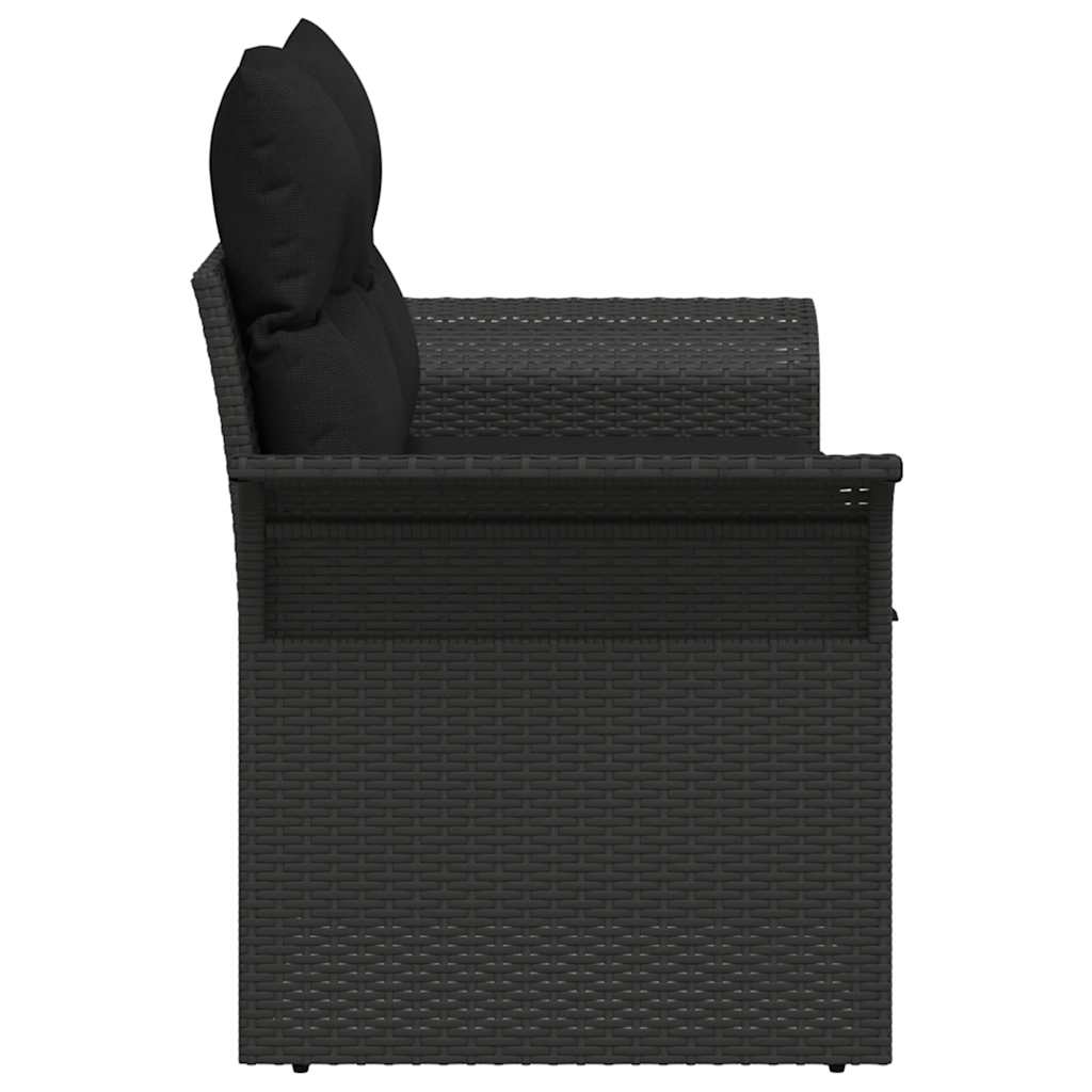 Garden Sofa with Cushion Black 141 x 62 x 69cm Poly Rattan