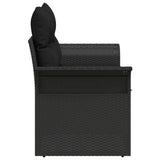 Garden Sofa with Cushion Black 141 x 62 x 69cm Poly Rattan