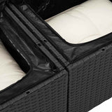 Garden Sofa with Cushion Black 141 x 62 x 69cm Poly Rattan