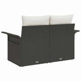 Garden Sofa with Cushion Black 141 x 62 x 69cm Poly Rattan