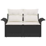 Garden Sofa with Cushion Black 141 x 62 x 69cm Poly Rattan