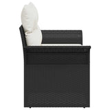 Garden Sofa with Cushion Black 141 x 62 x 69cm Poly Rattan
