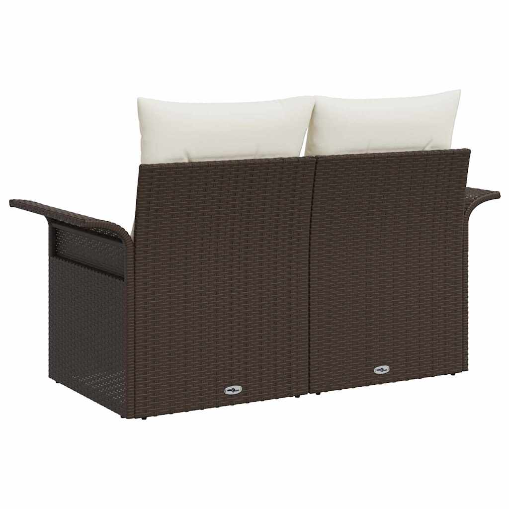 Garden Sofa with Cushion Brown 141 x 62 x 69cm Poly Rattan