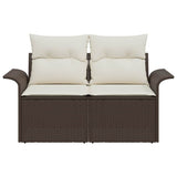 Garden Sofa with Cushion Brown 141 x 62 x 69cm Poly Rattan