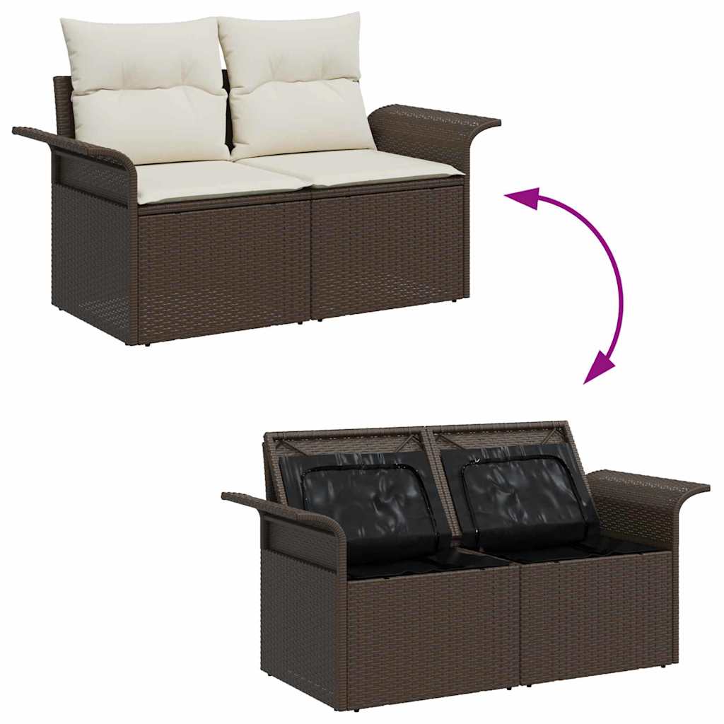 Garden Sofa with Cushion Brown 141 x 62 x 69cm Poly Rattan