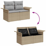 Garden Sofa with Cushion Beige 141 x 62 x 69cm Poly Rattan