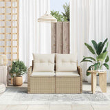 Garden Sofa with Cushion Beige 121 x 62 x 69cm Poly Rattan