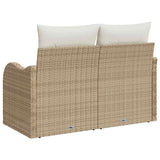 Garden Sofa with Cushion Beige 121 x 62 x 69cm Poly Rattan
