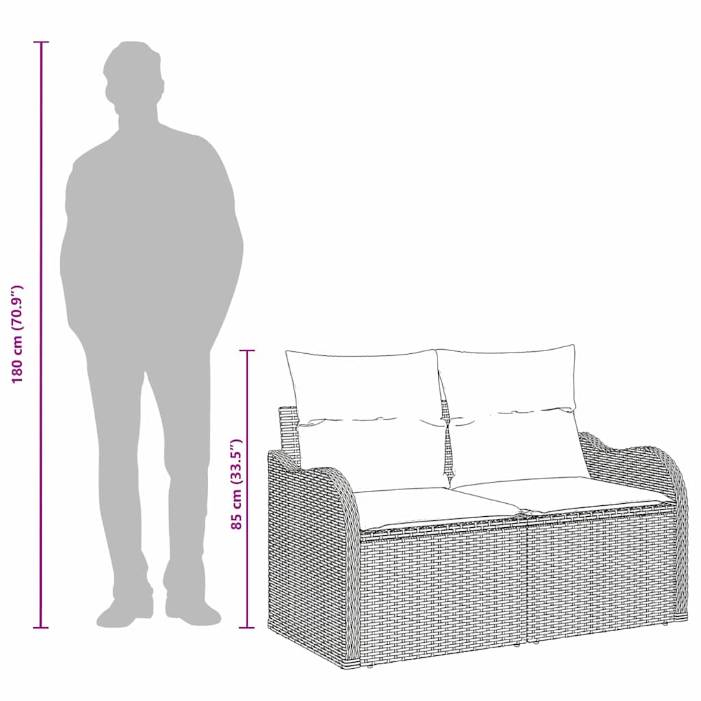 Garden Sofa with Cushion Beige 121 x 62 x 69cm Poly Rattan