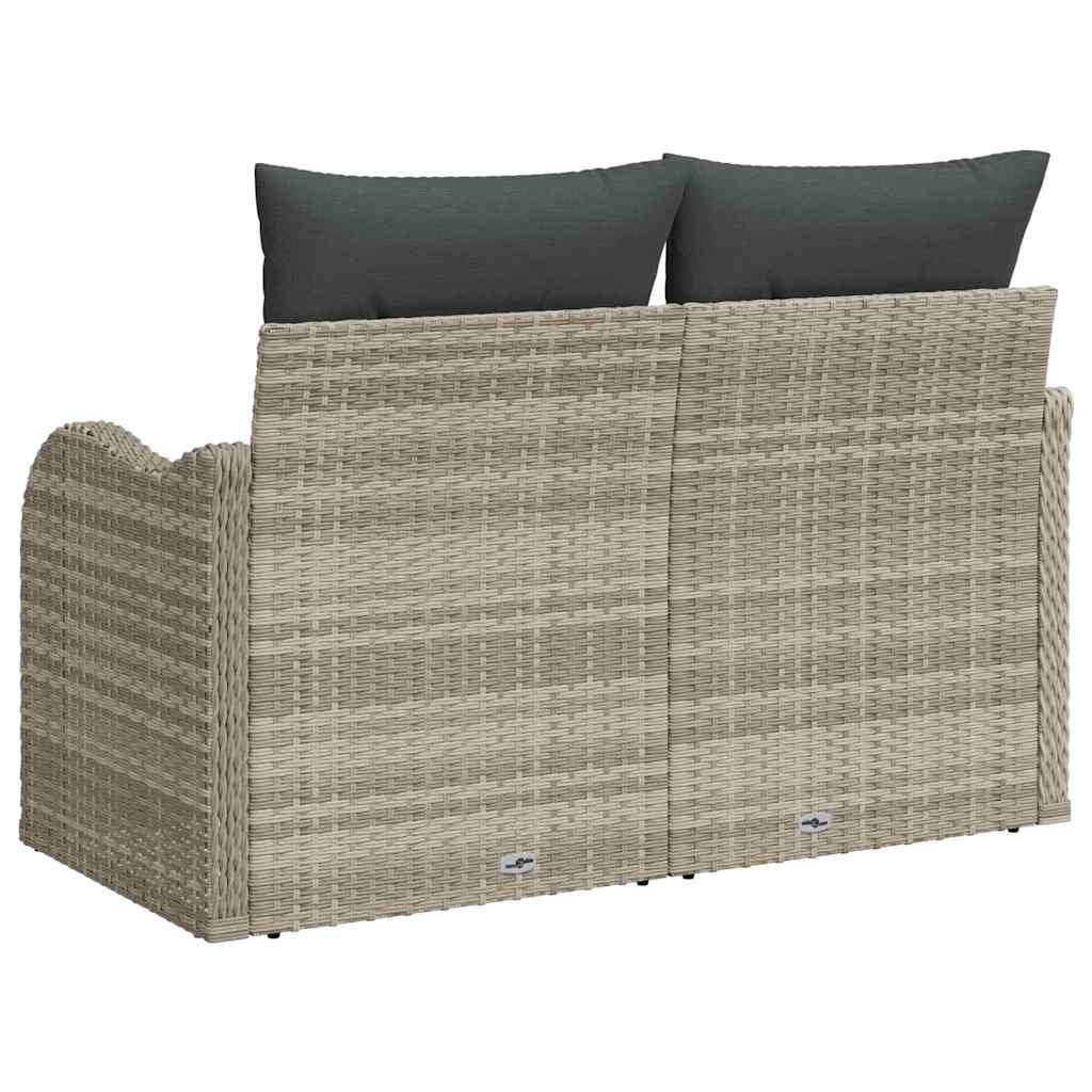 Garden Sofa with Cushion Light Grey 121 x 62 x 69cm Poly Rattan
