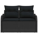 Garden Sofa with Cushion Black 121 x 62 x 69cm Poly Rattan
