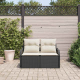 Garden Sofa with Cushion Black 121 x 62 x 69cm Poly Rattan