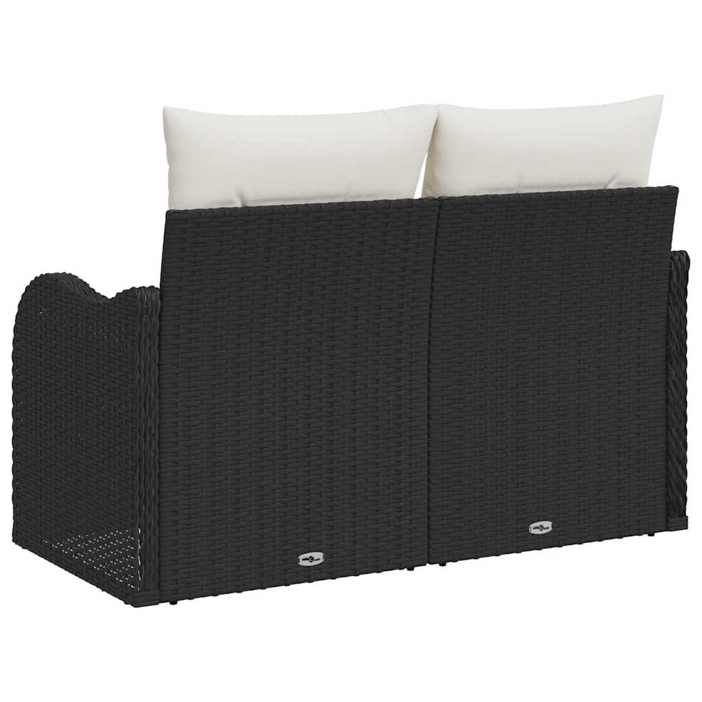 Garden Sofa with Cushion Black 121 x 62 x 69cm Poly Rattan