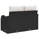 Garden Sofa with Cushion Black 121 x 62 x 69cm Poly Rattan