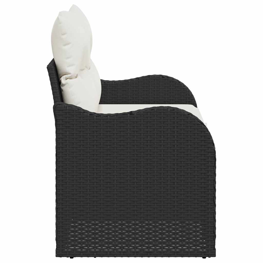 Garden Sofa with Cushion Black 121 x 62 x 69cm Poly Rattan