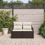 Garden Sofa with Cushion Brown 121 x 62 x 69cm Poly Rattan