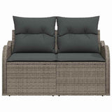 Garden Sofa with Cushion Grey 121 x 62 x 69cm Poly Rattan