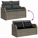 Garden Sofa with Cushion Grey 121 x 62 x 69cm Poly Rattan