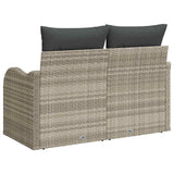 Garden Sofa with Cushion Light Grey 121 x 62 x 69cm Poly Rattan