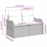 Garden Sofa with Cushion Light Grey 121 x 62 x 69cm Poly Rattan