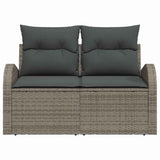 Garden Sofa with Cushion Grey 124 x 62 x 69cm Poly Rattan