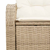 Garden Sofa with Cushion Beige 124 x 62 x 69cm Poly Rattan