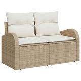 Garden Sofa with Cushion Beige 124 x 62 x 69cm Poly Rattan