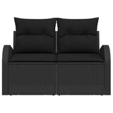 Garden Sofa with Cushion Black 124 x 62 x 69cm Poly Rattan