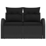 Garden Sofa with Cushion Black 124 x 62 x 69cm Poly Rattan