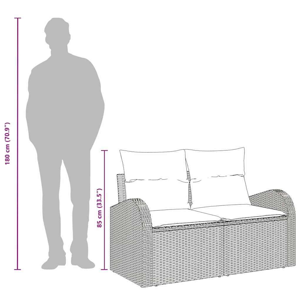 Garden Sofa Black 124 x 62 x 69cm Poly Rattan