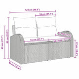 Garden Sofa Black 124 x 62 x 69cm Poly Rattan