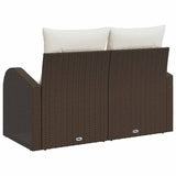 Garden Sofa with Cushion Brown 124 x 62 x 69cm Poly Rattan