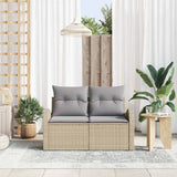 Garden Sofa with Cushion Beige 124 x 62 x 69cm Poly Rattan