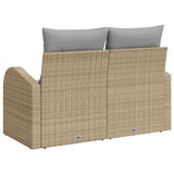 Garden Sofa with Cushion Beige 124 x 62 x 69cm Poly Rattan