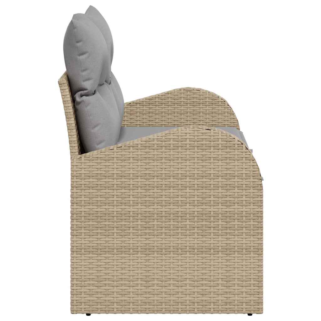 Garden Sofa with Cushion Beige 124 x 62 x 69cm Poly Rattan