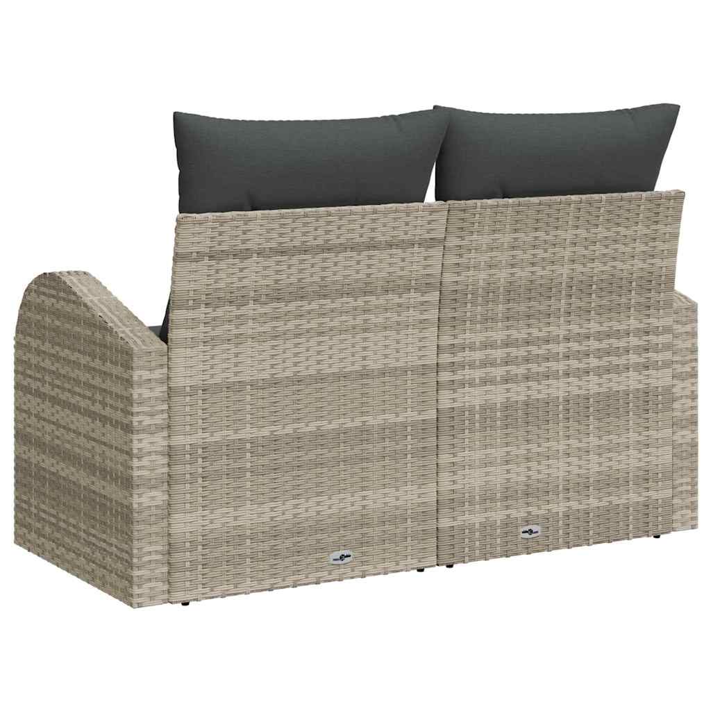Garden Sofa with Cushion Light Grey 124 x 62 x 69cm Poly Rattan