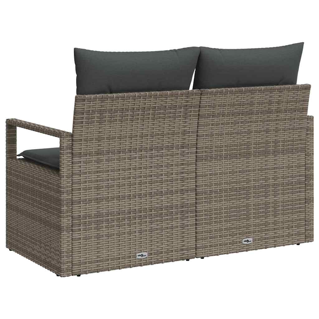 Garden Sofa with Cushion Grey 120 x 62 x 69cm Poly Rattan