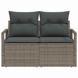 Garden Sofa with Cushion Grey 120 x 62 x 69cm Poly Rattan