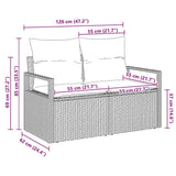 Garden Sofa with Cushion Grey 120 x 62 x 69cm Poly Rattan