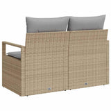 Garden Sofa with Cushion Beige 120 x 62 x 69cm Poly Rattan