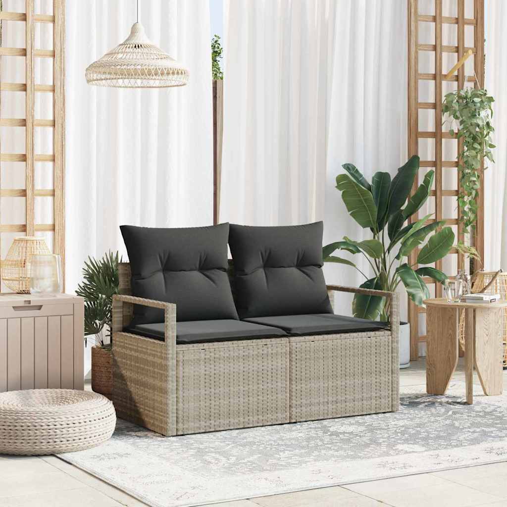 Garden Sofa with Cushion Grey 120 x 62 x 69cm Poly Rattan