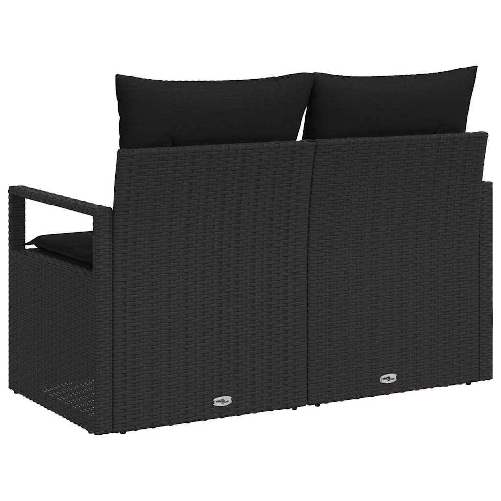Garden Sofa with Cushion Black 120 x 62 x 69cm Poly Rattan