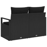 Garden Sofa with Cushion Black 120 x 62 x 69cm Poly Rattan