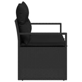 Garden Sofa with Cushion Black 120 x 62 x 69cm Poly Rattan