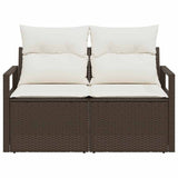 Garden Sofa with Cushion Brown 120 x 62 x 69cm Poly Rattan